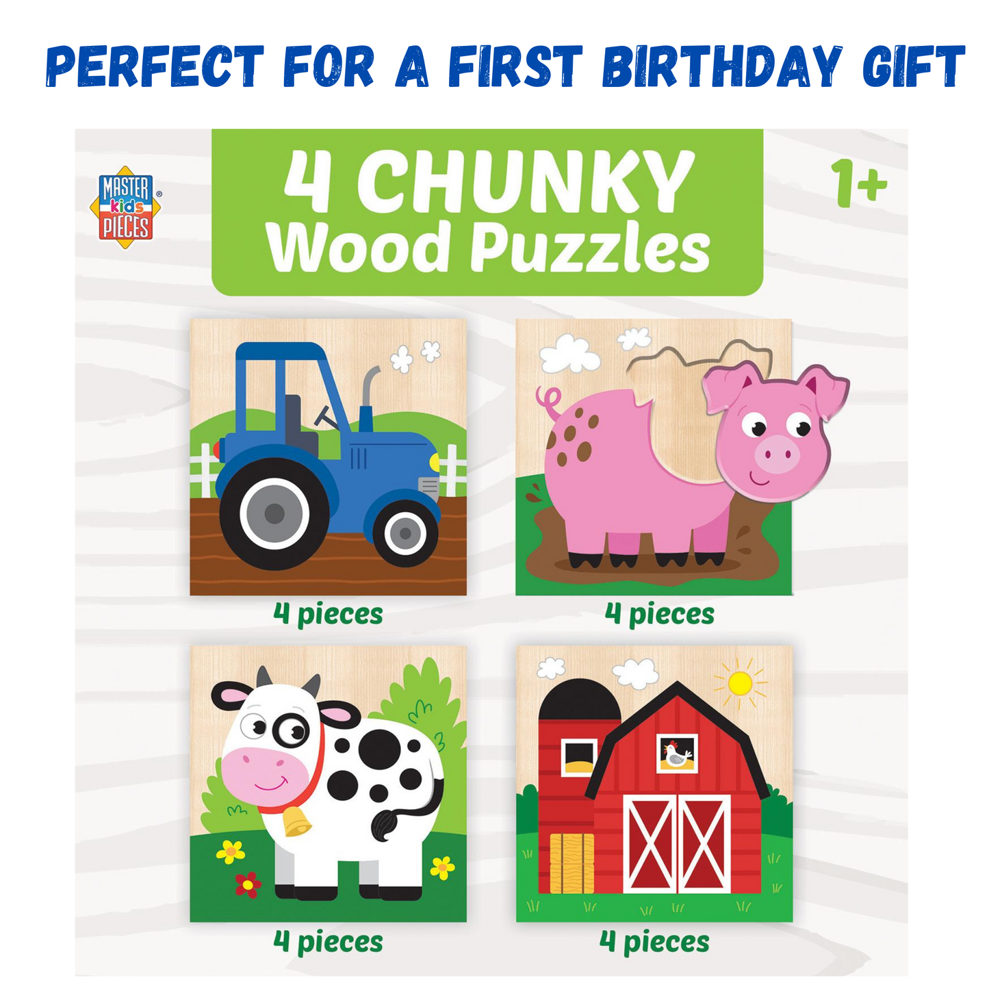 Wooden Chunky Farm Puzzle Set of 4