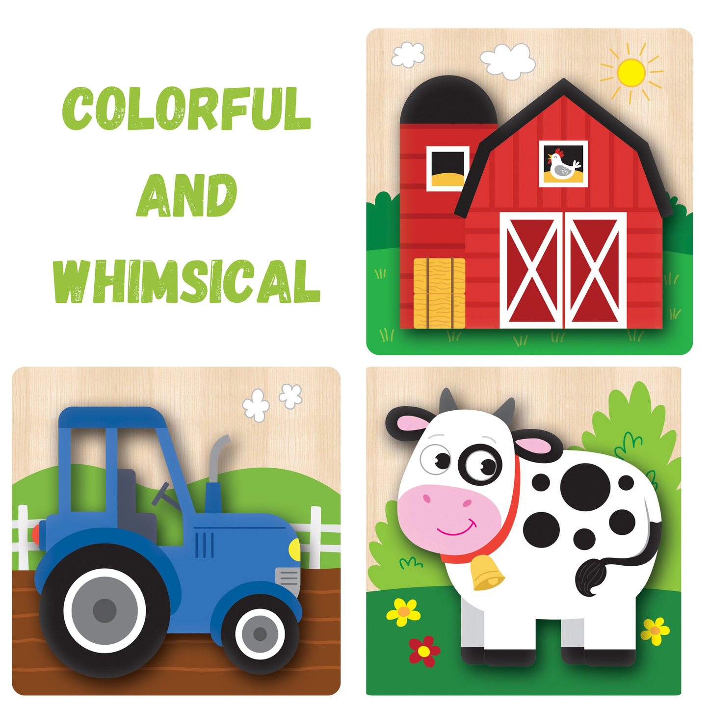 Wooden Chunky Farm Puzzle Set of 4