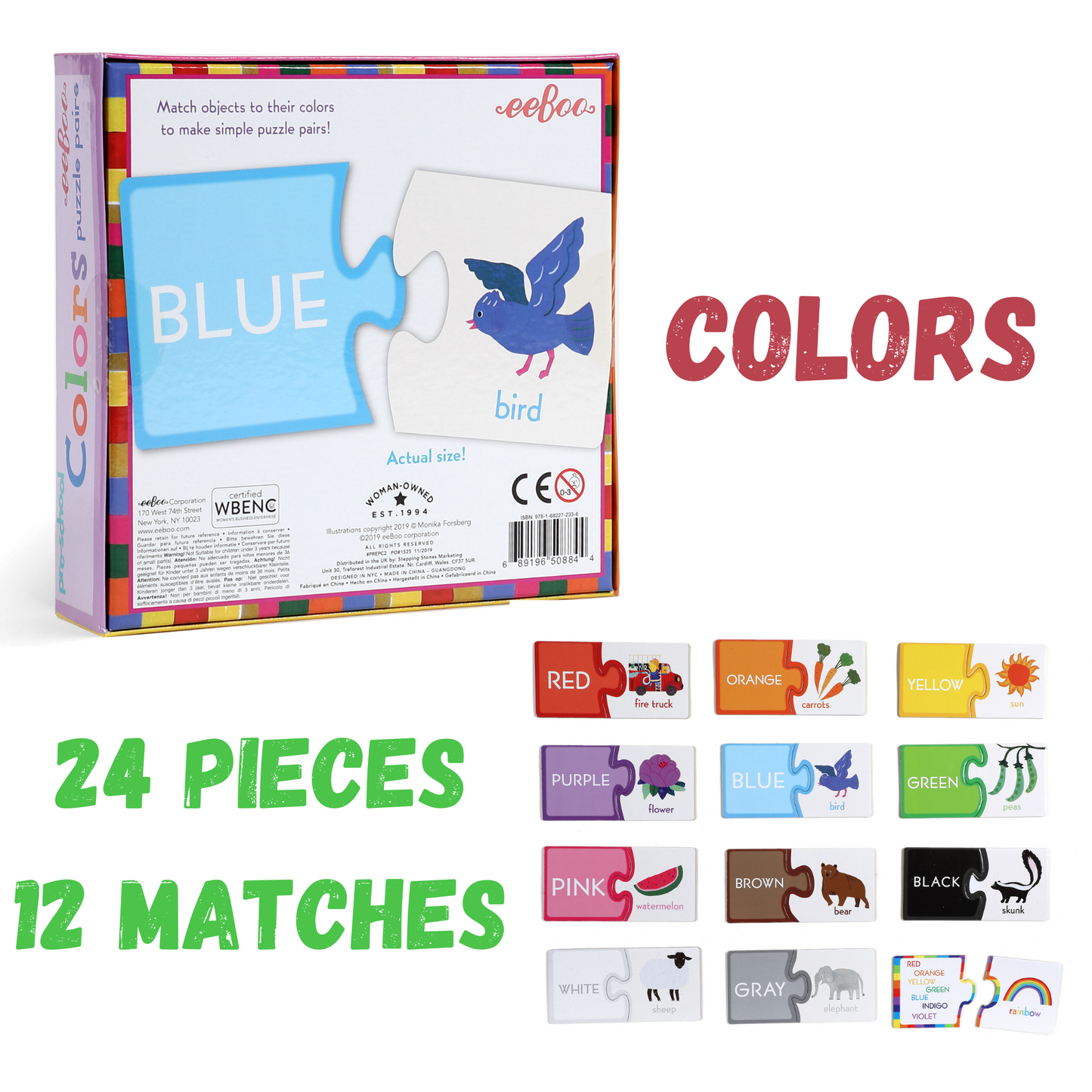 Preschool Puzzle Pairs: Colors or Numbers