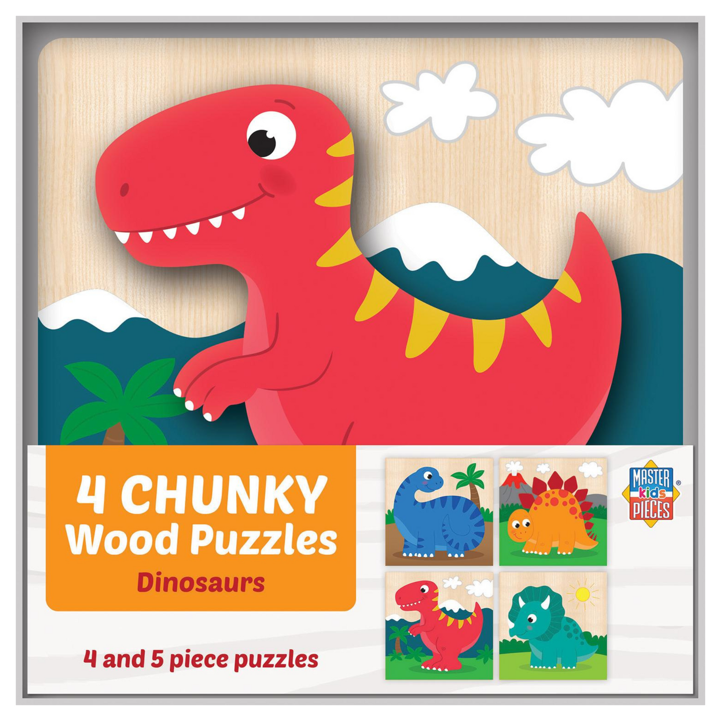 Wooden Chunky Dinosaur Puzzle Set of 4