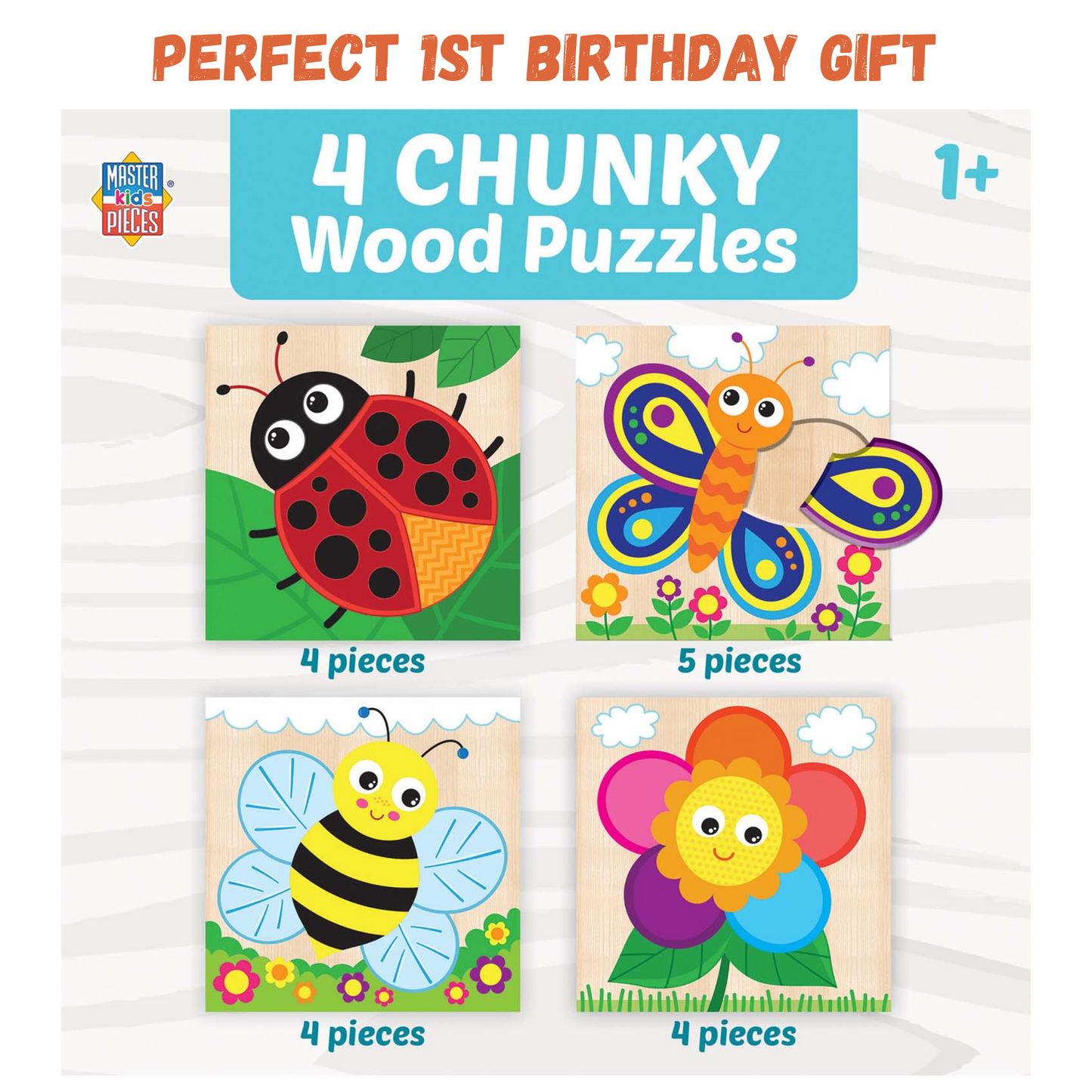 Wooden Chunky Garden Puzzle-Set of 4