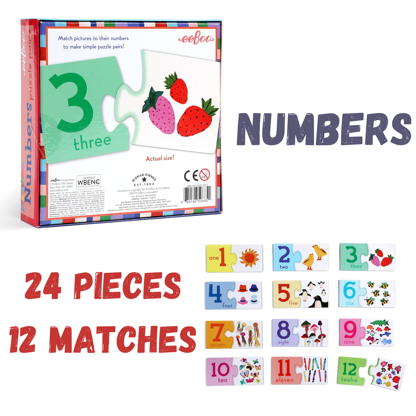 Preschool Puzzle Pairs: Colors or Numbers