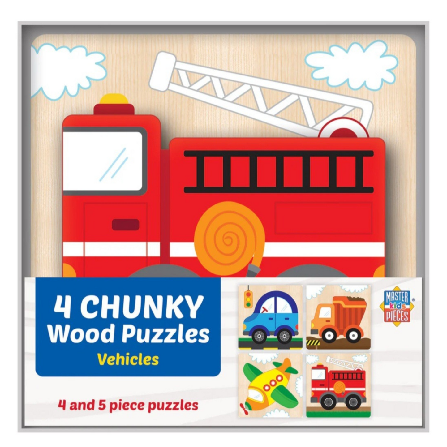 Wooden Chunky Vehicles Puzzle-Set of 4