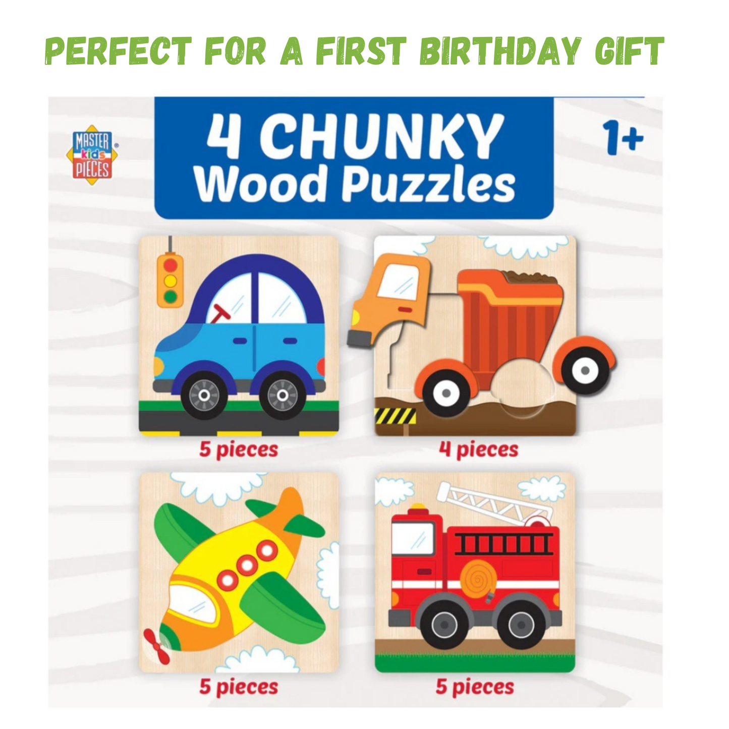 Wooden Chunky Vehicles Puzzle-Set of 4